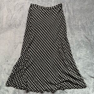 Black and White Gridded Midi Skirt